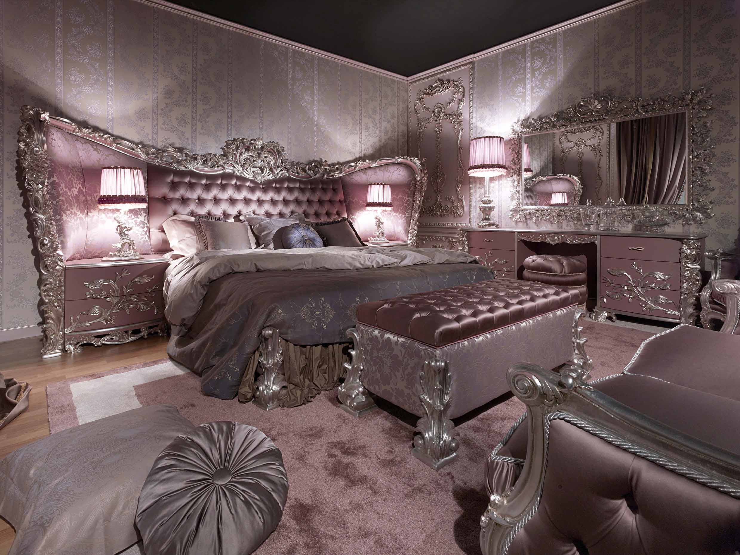 Carving Silver Italian Style Bedroomtop And Best Italian