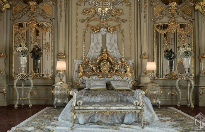 » Royal Gold Bedroom Set Carved With King Size BedTop and Best Italian ...